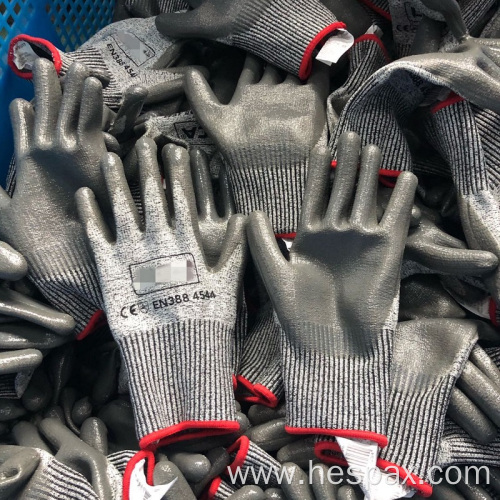 Hespax Cut Resistant PU Coated Automotive Mechanic Gloves